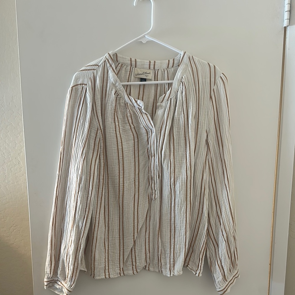 Universal Thread Cream and Brown Button Down Shirt